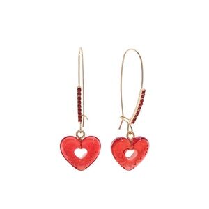 Betsey Johnson Red Heart Candy Earrings with Gold Detail